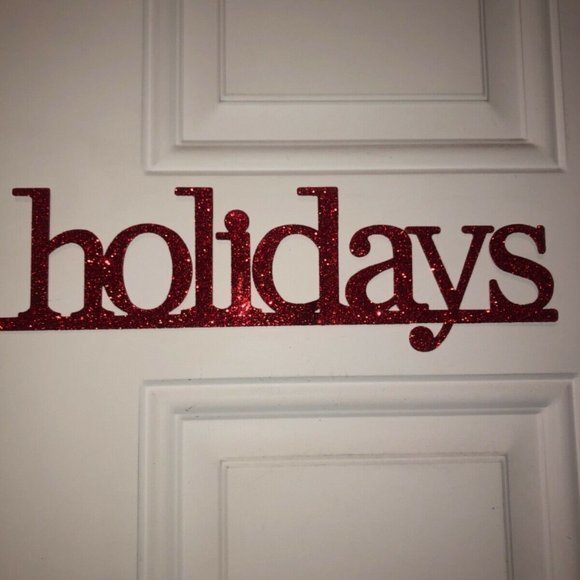 Happy Holidays Magnetic Door Sign Christmas Decor Decoration Glitter - Picture 7 of 9